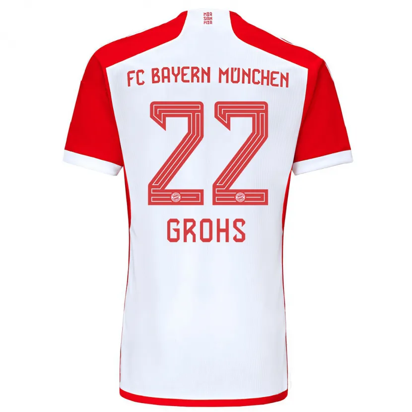 Danxen Niño Camiseta Maria Luisa Grohs #22 Rojo Blanco 1ª Equipación 2023/24 La Camisa