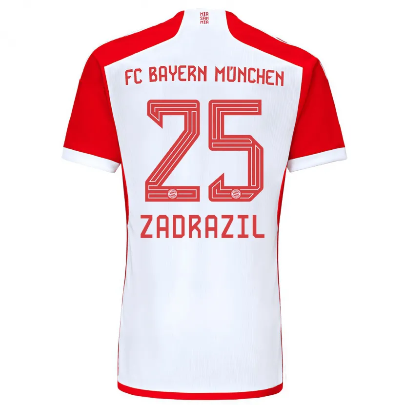 Danxen Niño Camiseta Sarah Zadrazil #25 Rojo Blanco 1ª Equipación 2023/24 La Camisa