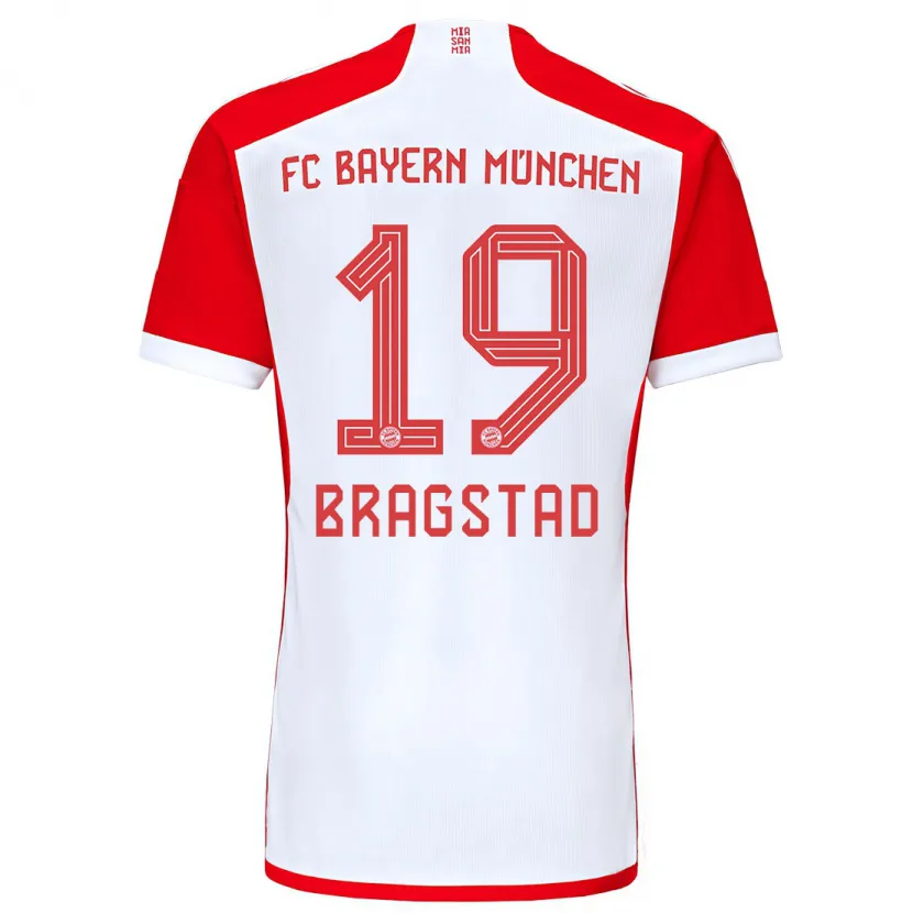 Danxen Niño Camiseta Emilie Bragstad #19 Rojo Blanco 1ª Equipación 2023/24 La Camisa