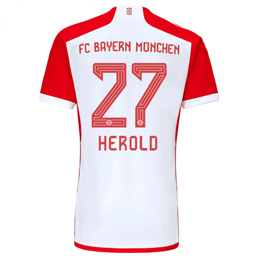 Danxen Niño Camiseta David Herold #27 Rojo Blanco 1ª Equipación 2023/24 La Camisa