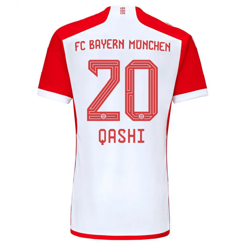 Danxen Niño Camiseta Yousef Qashi #20 Rojo Blanco 1ª Equipación 2023/24 La Camisa