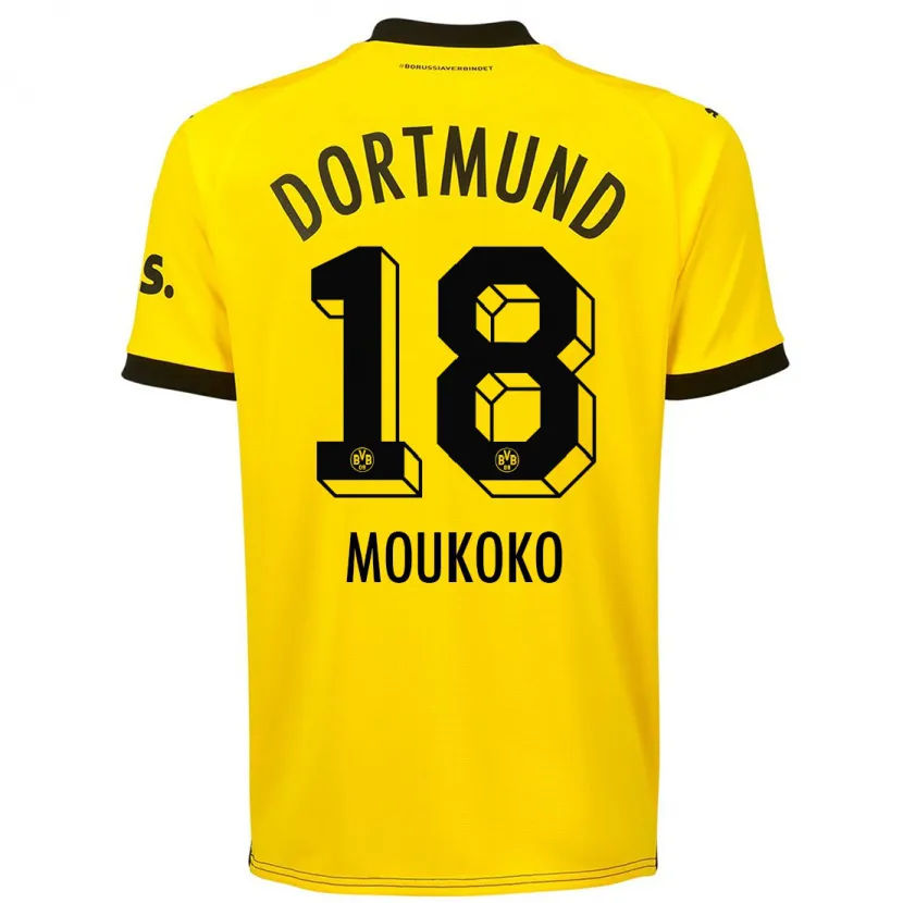 Danxen Niño Camiseta Youssoufa Moukoko #18 Amarillo 1ª Equipación 2023/24 La Camisa