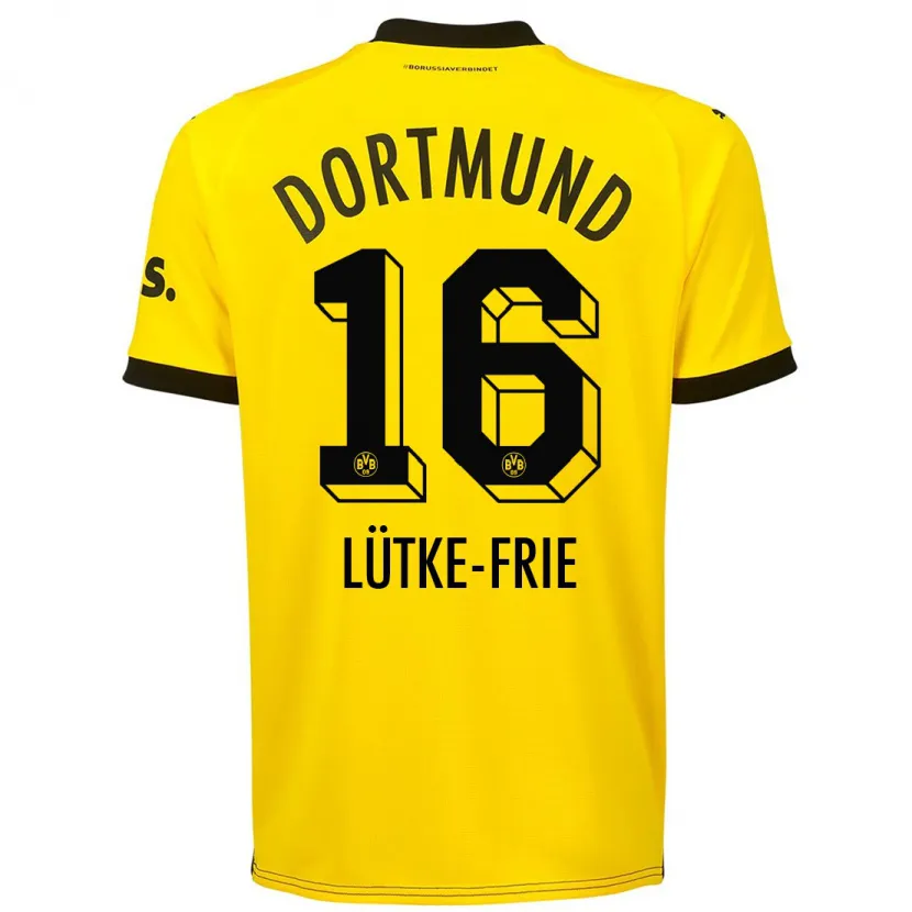 Danxen Niño Camiseta Dennis Lütke-Frie #16 Amarillo 1ª Equipación 2023/24 La Camisa