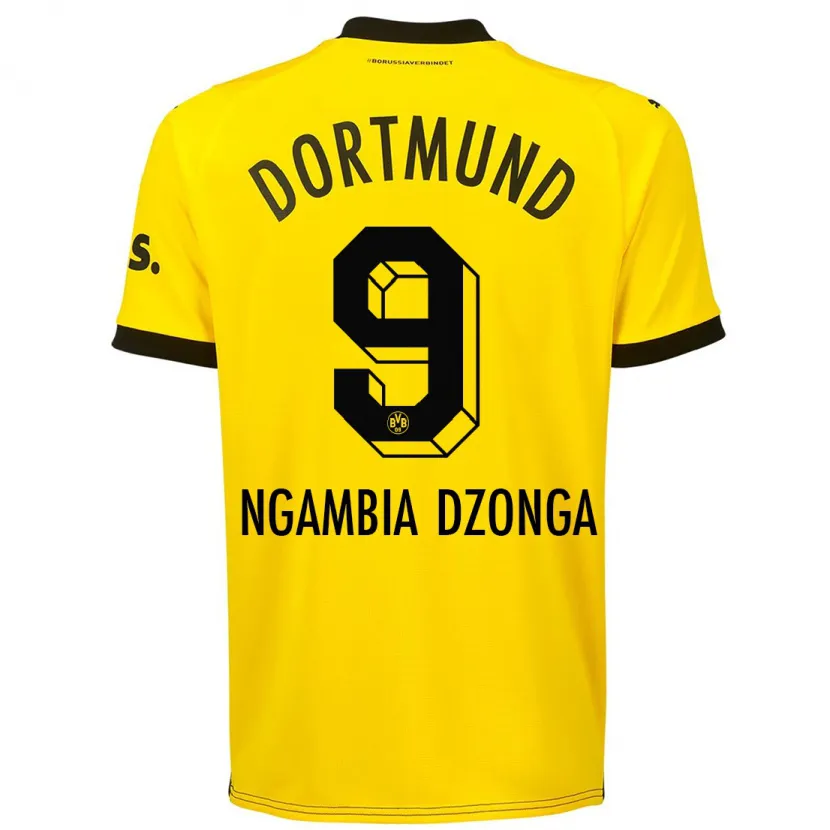 Danxen Niño Camiseta Diego Ngambia Dzonga #9 Amarillo 1ª Equipación 2023/24 La Camisa