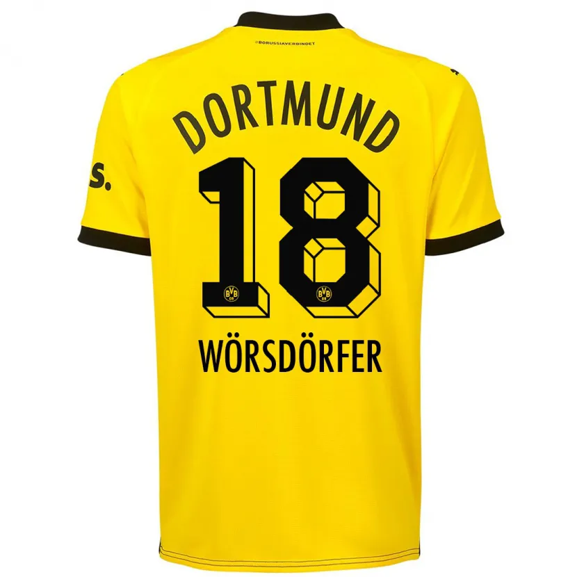 Danxen Niño Camiseta Len Wörsdörfer #18 Amarillo 1ª Equipación 2023/24 La Camisa