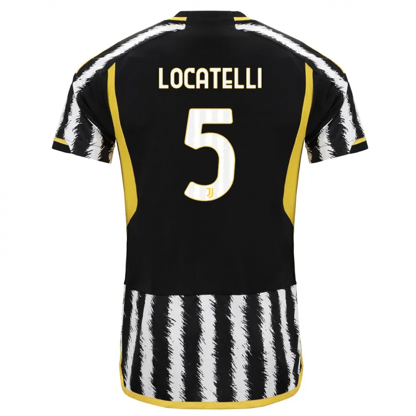 Danxen Niño Camiseta Manuel Locatelli #5 Blanco Negro 1ª Equipación 2023/24 La Camisa