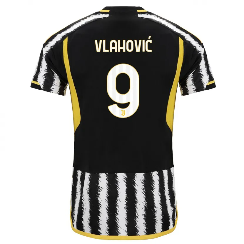 Danxen Niño Camiseta Dusan Vlahovic #9 Blanco Negro 1ª Equipación 2023/24 La Camisa