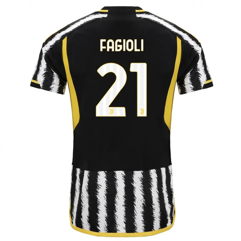 Danxen Niño Camiseta Nicolò Fagioli #21 Blanco Negro 1ª Equipación 2023/24 La Camisa