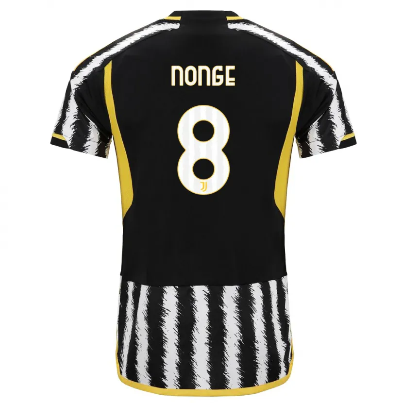 Danxen Niño Camiseta Joseph Nonge #8 Blanco Negro 1ª Equipación 2023/24 La Camisa