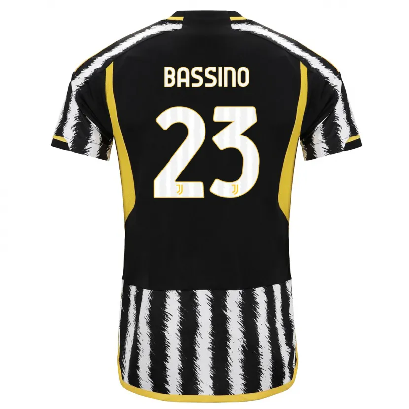 Danxen Niño Camiseta Alessandro Bassino #23 Blanco Negro 1ª Equipación 2023/24 La Camisa