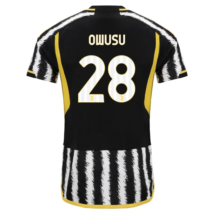 Danxen Niño Camiseta Augusto Owusu #28 Blanco Negro 1ª Equipación 2023/24 La Camisa