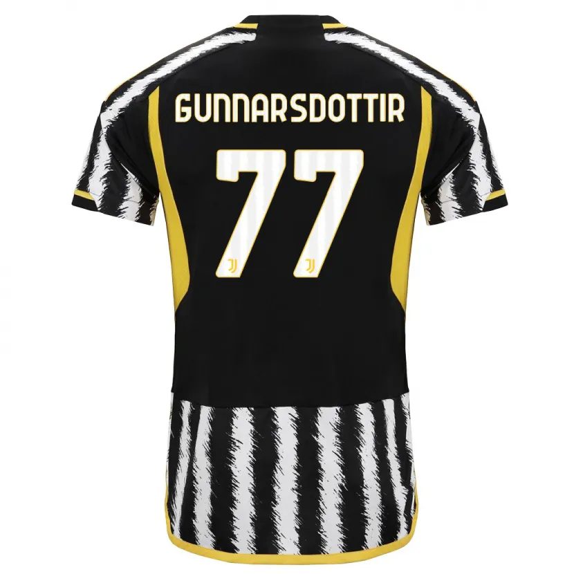 Danxen Niño Camiseta Sara Bjork Gunnarsdottir #77 Blanco Negro 1ª Equipación 2023/24 La Camisa