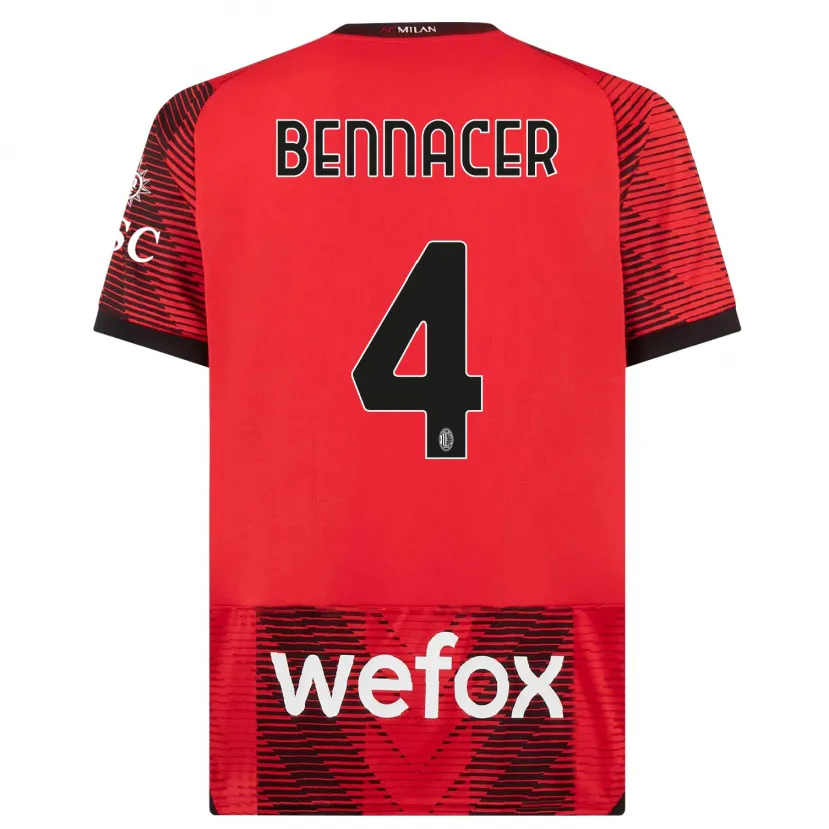 Danxen Niño Camiseta Ismaël Bennacer #4 Negro Rojo 1ª Equipación 2023/24 La Camisa