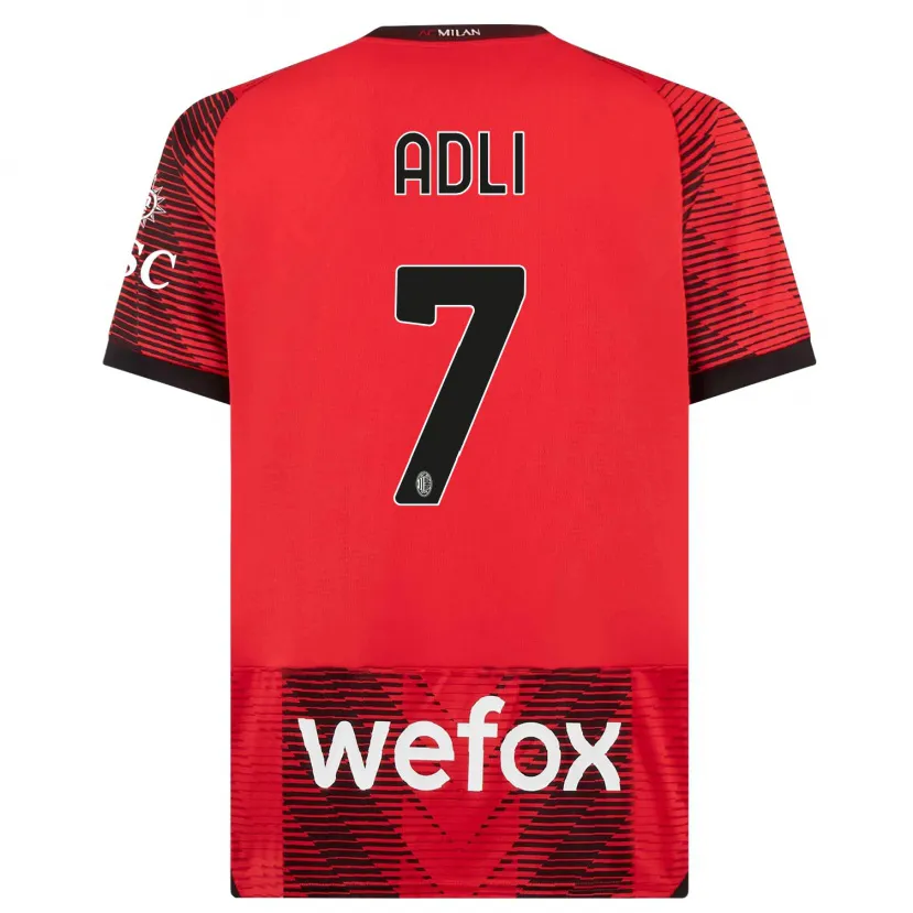 Danxen Niño Camiseta Yacine Adli #7 Negro Rojo 1ª Equipación 2023/24 La Camisa