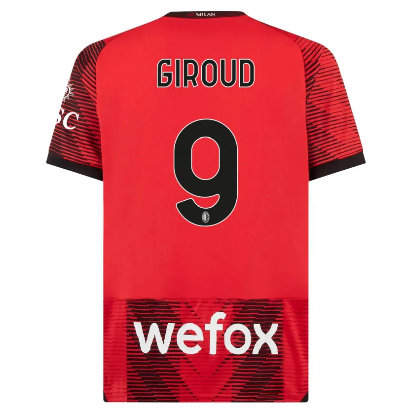 Danxen Niño Camiseta Olivier Giroud #9 Negro Rojo 1ª Equipación 2023/24 La Camisa