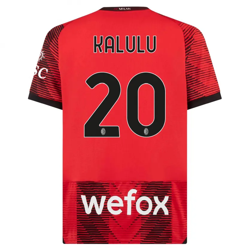 Danxen Niño Camiseta Pierre Kalulu #20 Negro Rojo 1ª Equipación 2023/24 La Camisa