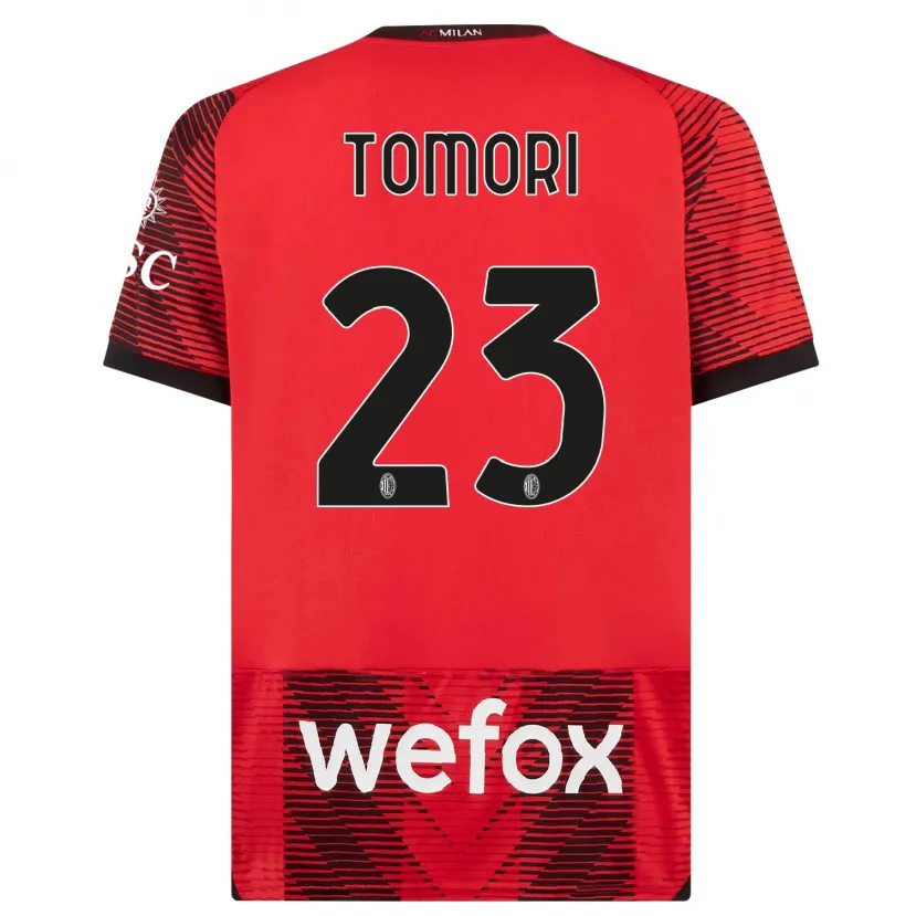 Danxen Niño Camiseta Fikayo Tomori #23 Negro Rojo 1ª Equipación 2023/24 La Camisa