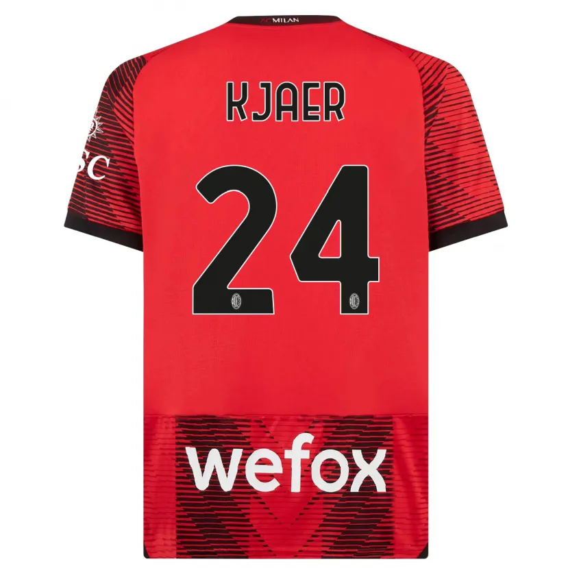 Danxen Niño Camiseta Simon Kjaer #24 Negro Rojo 1ª Equipación 2023/24 La Camisa