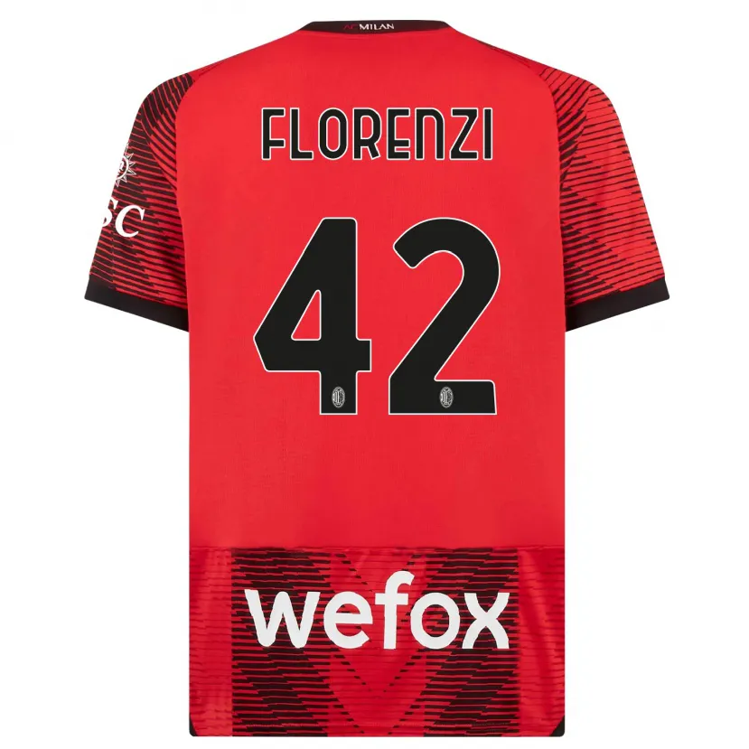 Danxen Niño Camiseta Alessandro Florenzi #42 Negro Rojo 1ª Equipación 2023/24 La Camisa