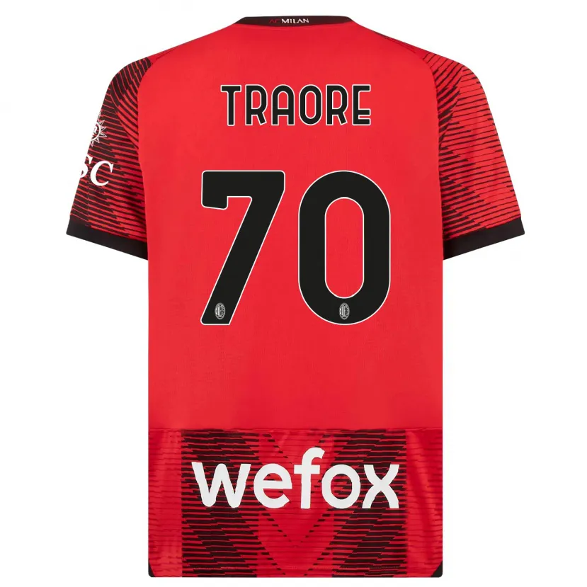 Danxen Niño Camiseta Chaka Traorè #70 Negro Rojo 1ª Equipación 2023/24 La Camisa