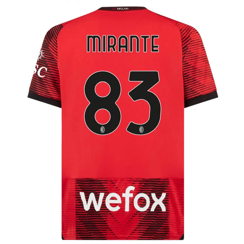 Danxen Niño Camiseta Antonio Mirante #83 Negro Rojo 1ª Equipación 2023/24 La Camisa