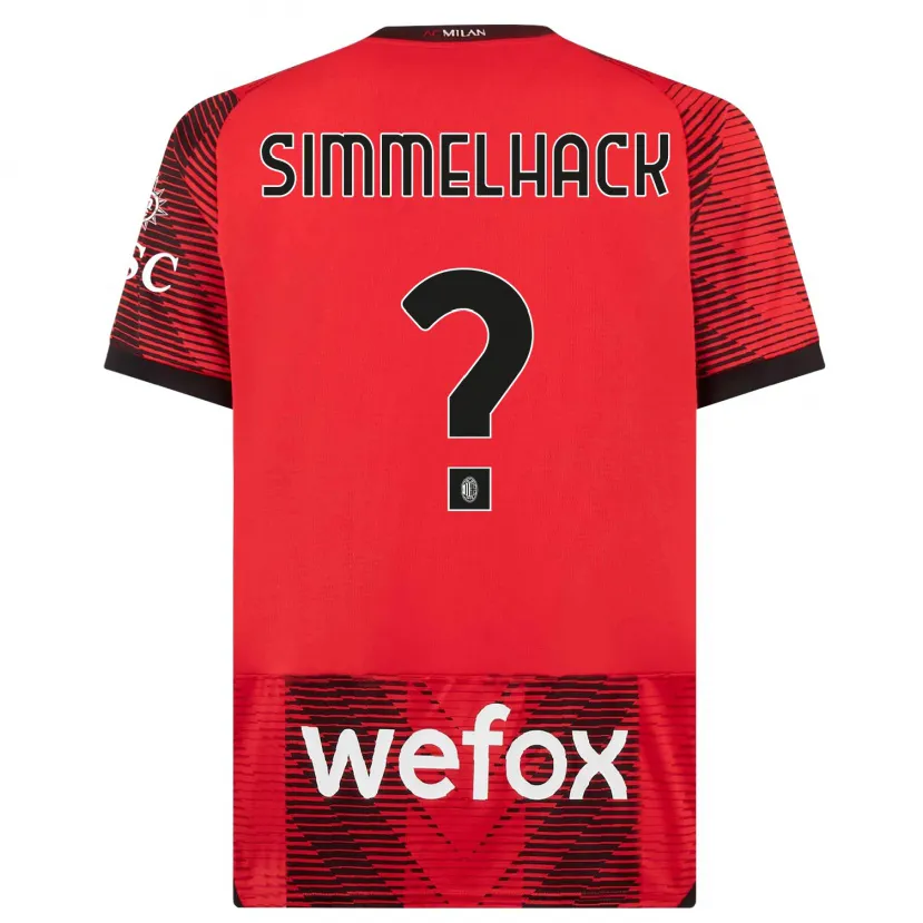 Danxen Niño Camiseta Alexander Simmelhack #0 Negro Rojo 1ª Equipación 2023/24 La Camisa