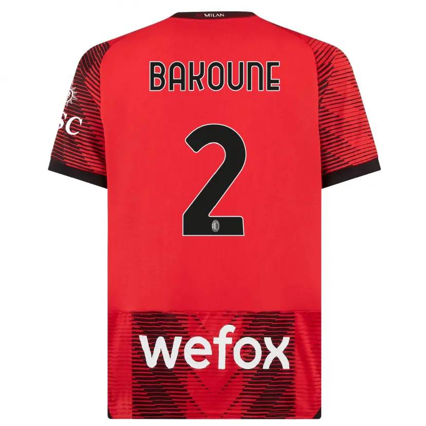 Danxen Niño Camiseta Adam Bakoune #2 Negro Rojo 1ª Equipación 2023/24 La Camisa