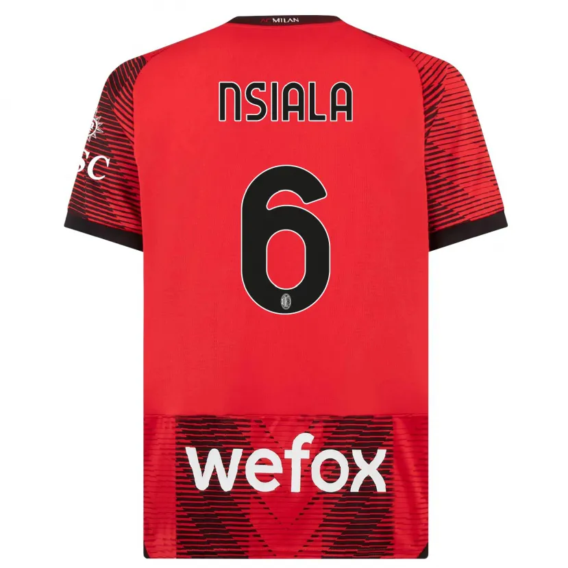 Danxen Niño Camiseta Clinton Nsiala #6 Negro Rojo 1ª Equipación 2023/24 La Camisa