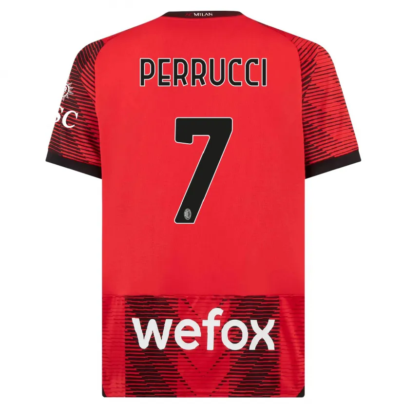 Danxen Niño Camiseta Vincenzo Perrucci #7 Negro Rojo 1ª Equipación 2023/24 La Camisa