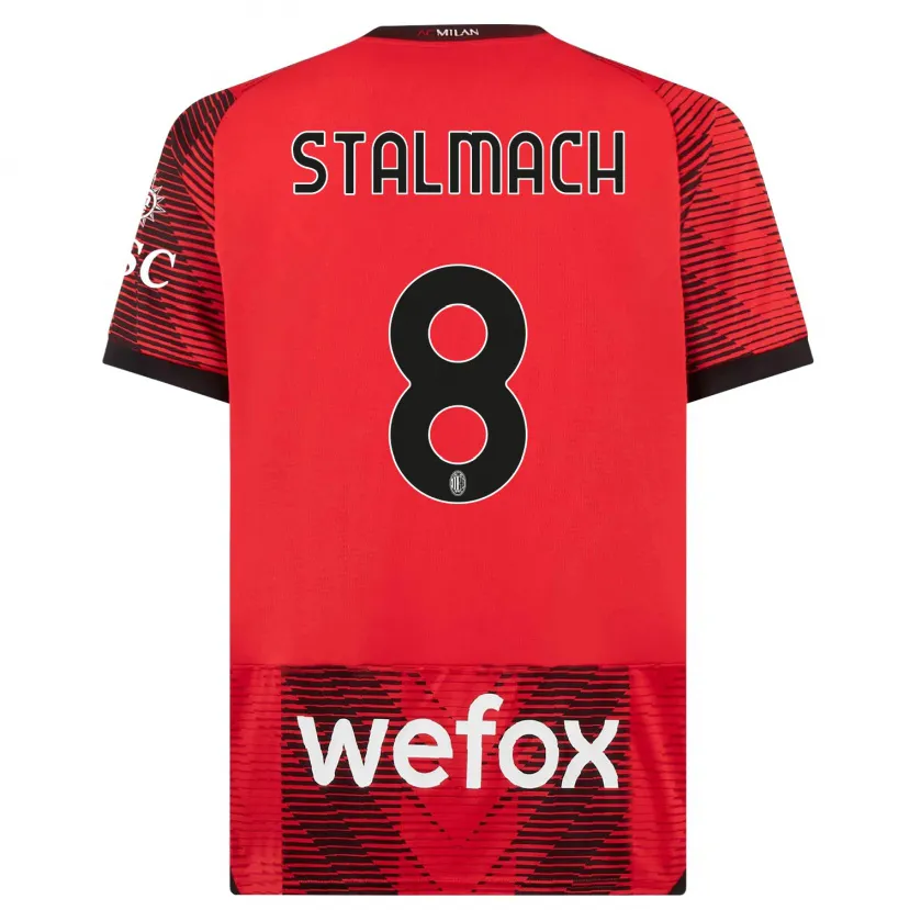 Danxen Niño Camiseta Dariusz Stalmach #8 Negro Rojo 1ª Equipación 2023/24 La Camisa