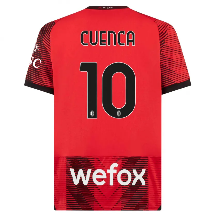 Danxen Niño Camiseta Hugo Cuenca #10 Negro Rojo 1ª Equipación 2023/24 La Camisa