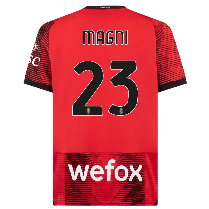 Danxen Niño Camiseta Vittorio Magni #23 Negro Rojo 1ª Equipación 2023/24 La Camisa