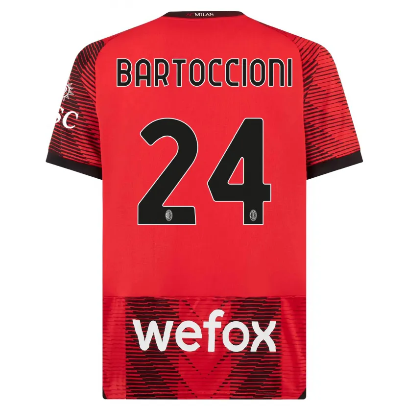 Danxen Niño Camiseta Andrea Bartoccioni #24 Negro Rojo 1ª Equipación 2023/24 La Camisa