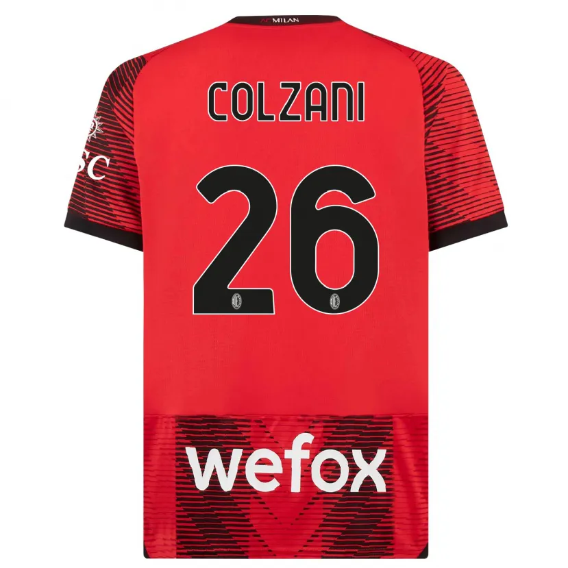 Danxen Niño Camiseta Edoardo Colzani #26 Negro Rojo 1ª Equipación 2023/24 La Camisa