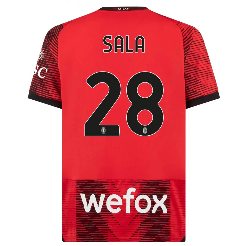 Danxen Niño Camiseta Emanuele Sala #28 Negro Rojo 1ª Equipación 2023/24 La Camisa