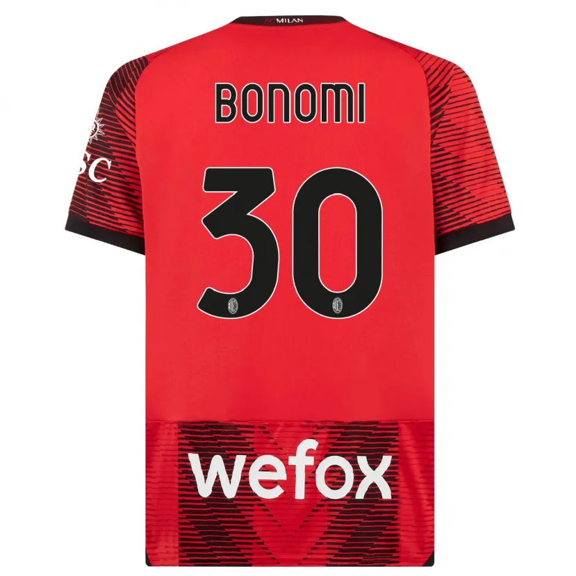 Danxen Niño Camiseta Alessandro Bonomi #30 Negro Rojo 1ª Equipación 2023/24 La Camisa