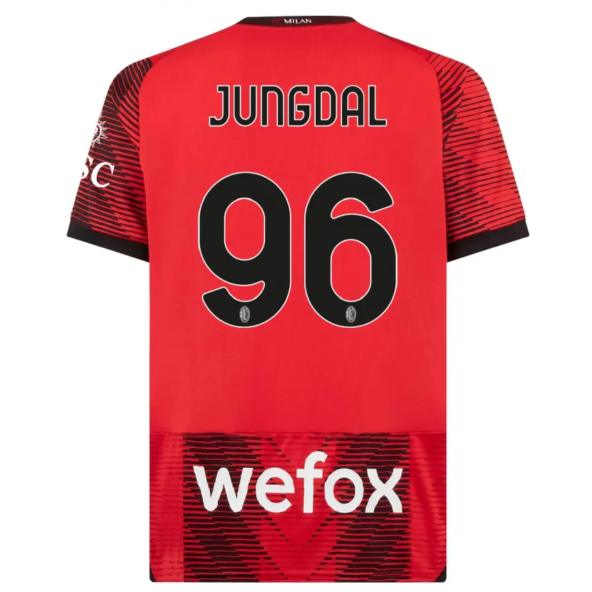 Danxen Niño Camiseta Andreas Jungdal #96 Negro Rojo 1ª Equipación 2023/24 La Camisa