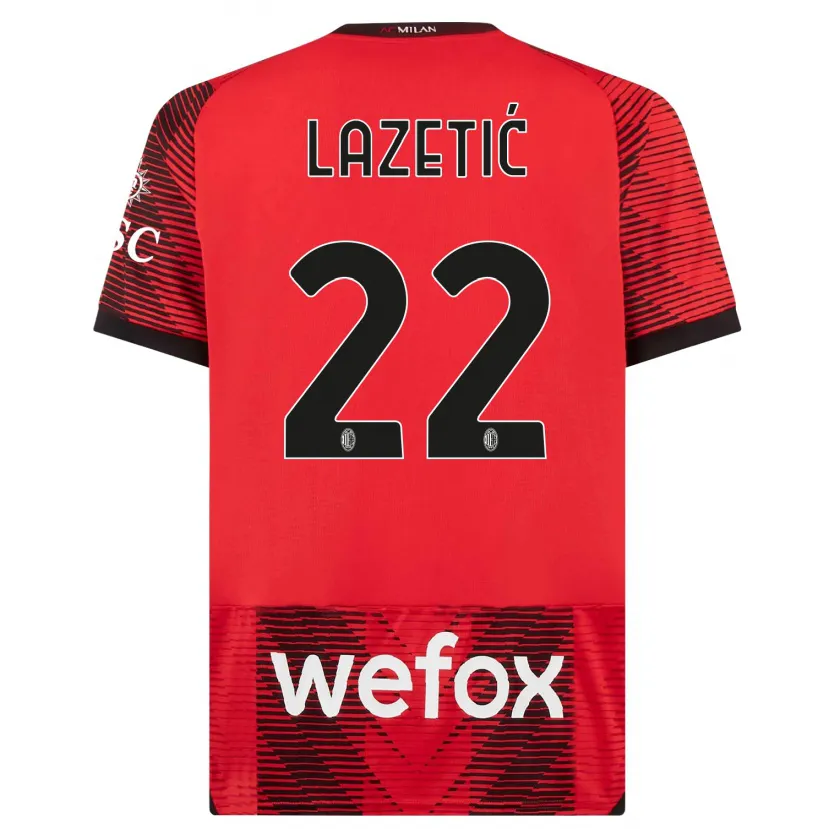 Danxen Niño Camiseta Marko Lazetic #22 Negro Rojo 1ª Equipación 2023/24 La Camisa