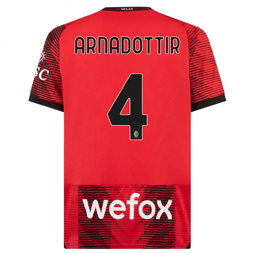 Danxen Niño Camiseta Guony Arnadottir #4 Negro Rojo 1ª Equipación 2023/24 La Camisa