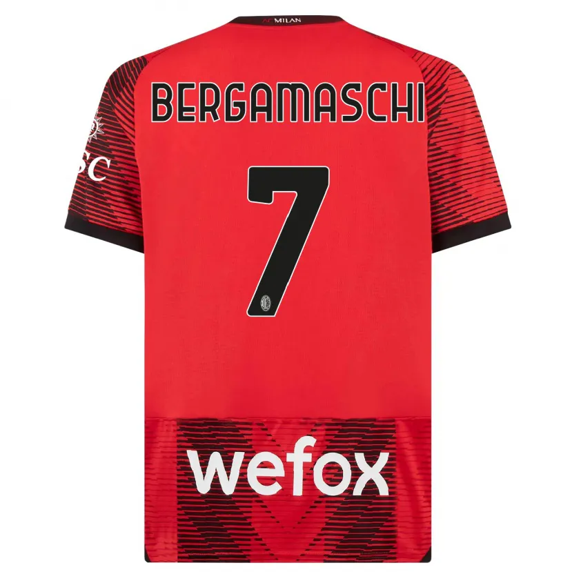 Danxen Niño Camiseta Valentina Bergamaschi #7 Negro Rojo 1ª Equipación 2023/24 La Camisa