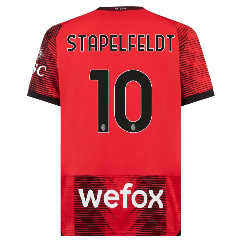 Danxen Niño Camiseta Nina Stapelfeldt #10 Negro Rojo 1ª Equipación 2023/24 La Camisa