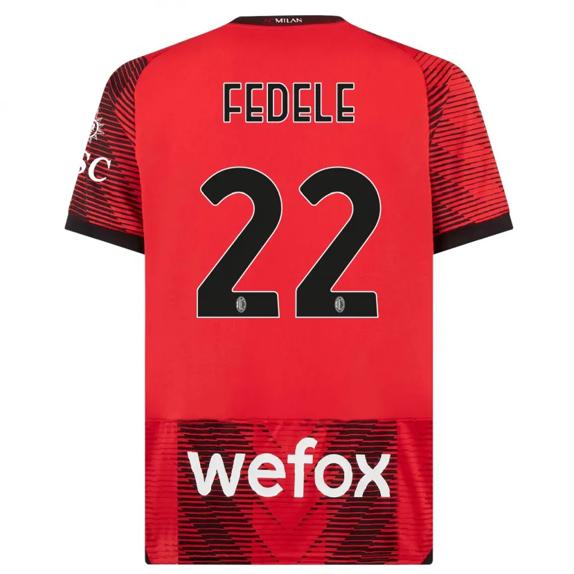 Danxen Niño Camiseta Noemi Fedele #22 Negro Rojo 1ª Equipación 2023/24 La Camisa