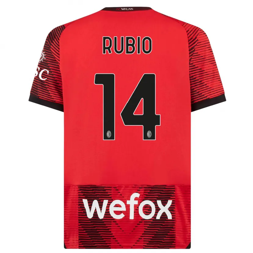 Danxen Niño Camiseta Silvia Rubio #14 Negro Rojo 1ª Equipación 2023/24 La Camisa