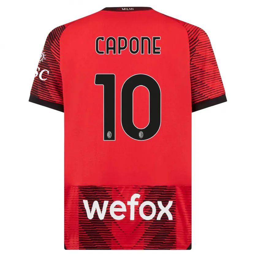 Danxen Niño Camiseta Andrea Capone #10 Negro Rojo 1ª Equipación 2023/24 La Camisa