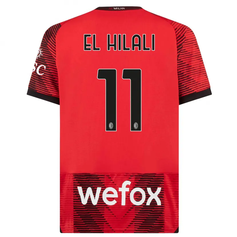 Danxen Niño Camiseta Youns El Hilali #11 Negro Rojo 1ª Equipación 2023/24 La Camisa