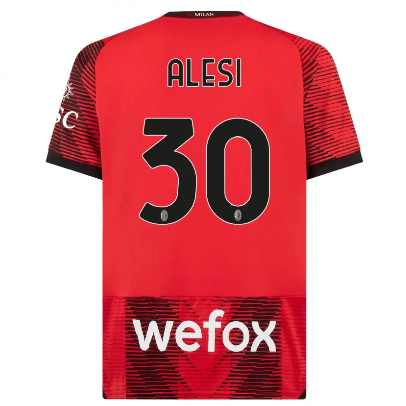 Danxen Niño Camiseta Gabriele Alesi #30 Negro Rojo 1ª Equipación 2023/24 La Camisa