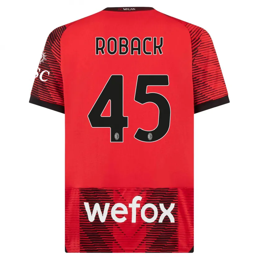 Danxen Niño Camiseta Emil Roback #45 Negro Rojo 1ª Equipación 2023/24 La Camisa