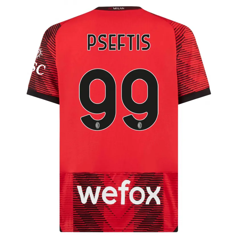 Danxen Niño Camiseta Fotios Pseftis #99 Negro Rojo 1ª Equipación 2023/24 La Camisa