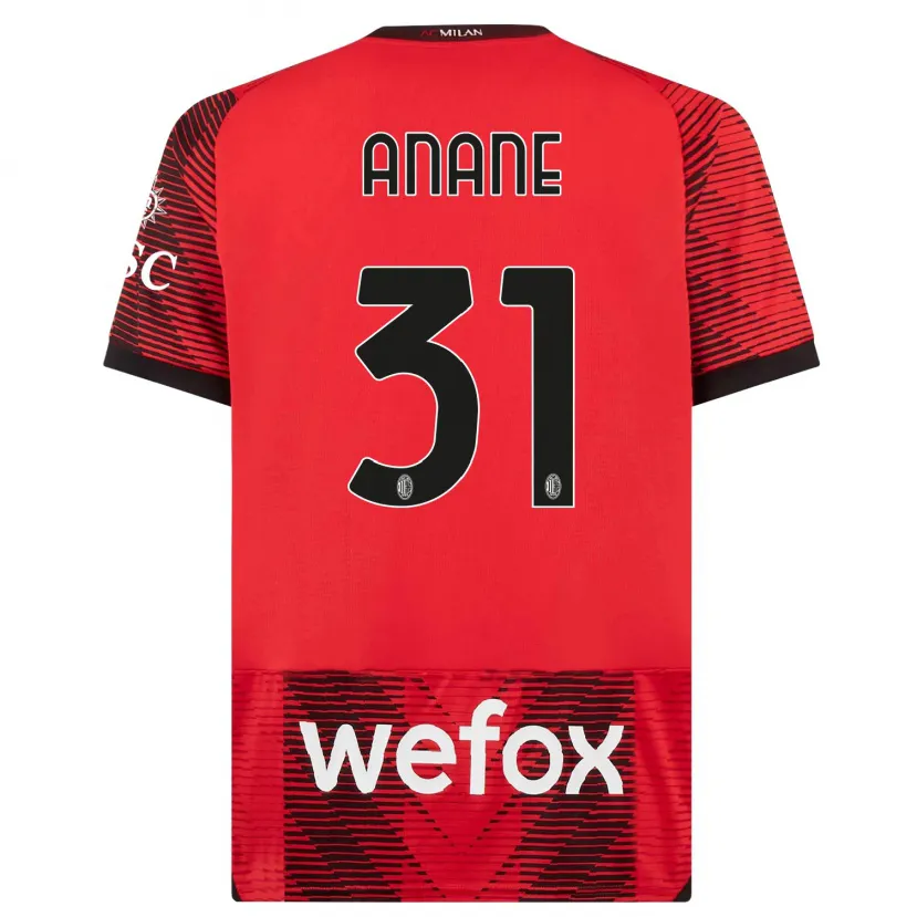 Danxen Niño Camiseta Emmanuel Anane #31 Negro Rojo 1ª Equipación 2023/24 La Camisa