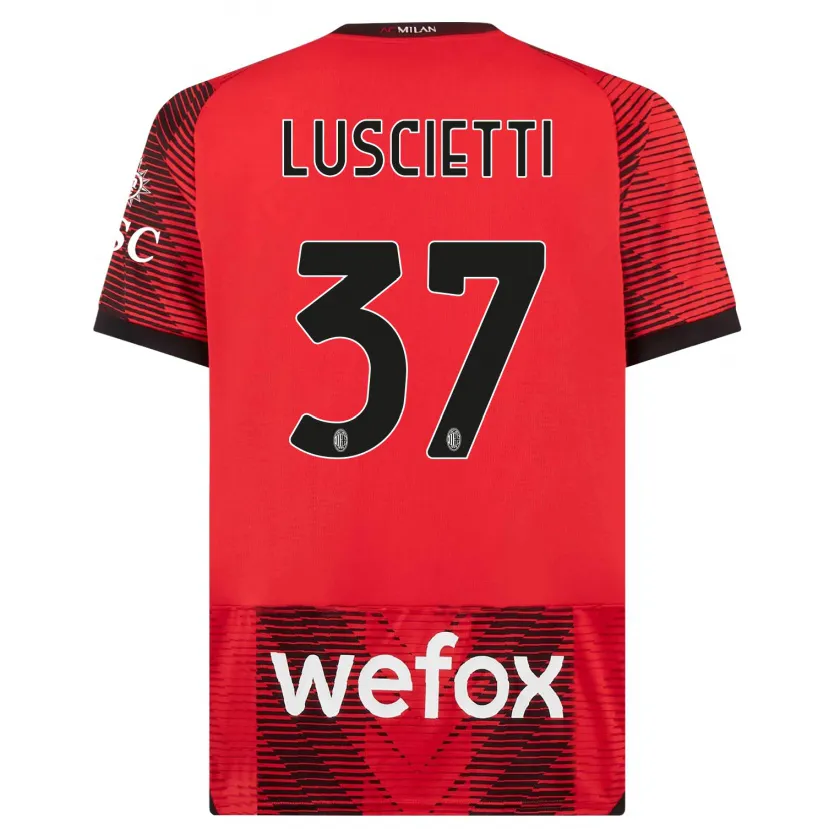 Danxen Niño Camiseta Abebe Luscietti #37 Negro Rojo 1ª Equipación 2023/24 La Camisa